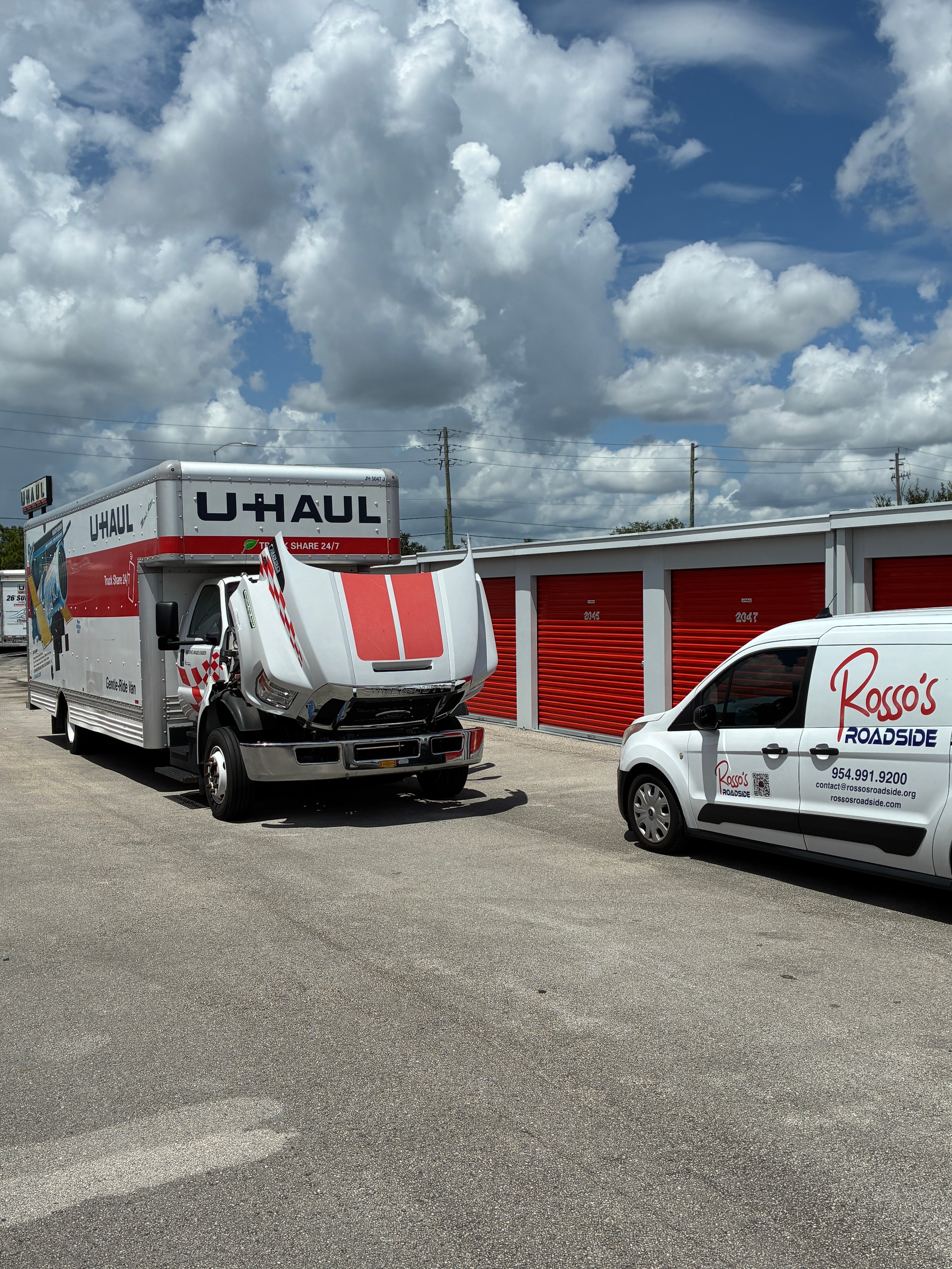 U-Haul truck and service vehicle
